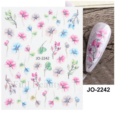 3D sädelev lilleline küünte kleebis läikiv geomeetriline lilleline liblikas liugur küüntele Kevadine maniküür Kleebised Dekoratsioon LAJO-2249