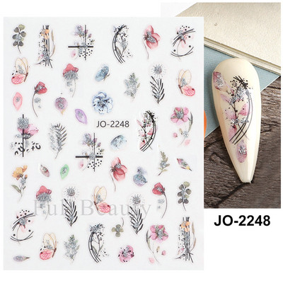 3D sädelev lilleline küünte kleebis läikiv geomeetriline lilleline liblikas liugur küüntele Kevadine maniküür Kleebised Dekoratsioon LAJO-2249