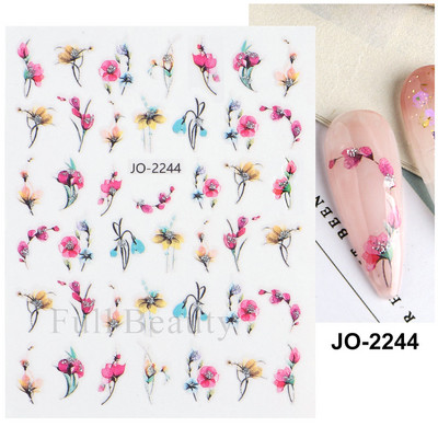 3D sädelev lilleline küünte kleebis läikiv geomeetriline lilleline liblikas liugur küüntele Kevadine maniküür Kleebised Dekoratsioon LAJO-2249