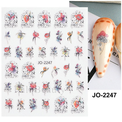 3D sädelev lilleline küünte kleebis läikiv geomeetriline lilleline liblikas liugur küüntele Kevadine maniküür Kleebised Dekoratsioon LAJO-2249