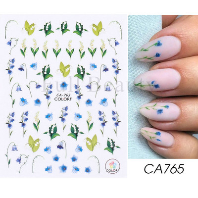 3D sädelev lilleline küünte kleebis läikiv geomeetriline lilleline liblikas liugur küüntele Kevadine maniküür Kleebised Dekoratsioon LAJO-2249