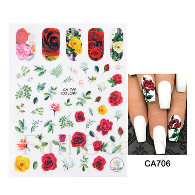 3D sädelev lilleline küünte kleebis läikiv geomeetriline lilleline liblikas liugur küüntele Kevadine maniküür Kleebised Dekoratsioon LAJO-2249