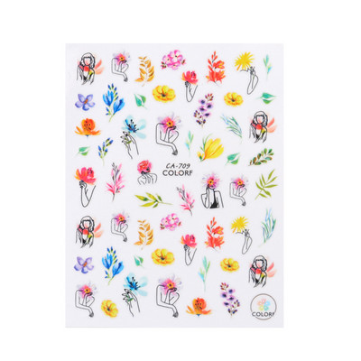 3D sädelev lilleline küünte kleebis läikiv geomeetriline lilleline liblikas liugur küüntele Kevadine maniküür Kleebised Dekoratsioon LAJO-2249