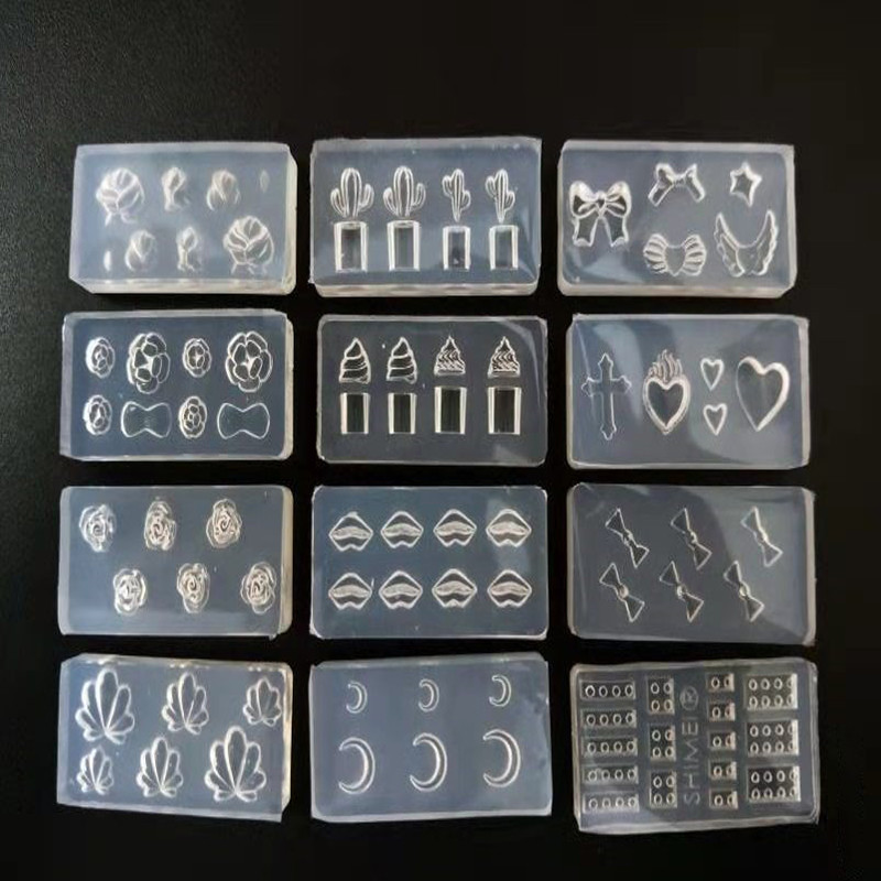 Novi 3D oblikovani silikonski kalup za utiskivanje noktiju Mjesec/kaktus/mašna uzorak DIY UV gel akrilni kristalni predložak za nokte
