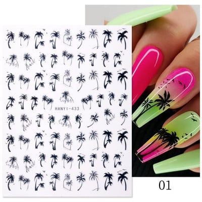3D proljetni akvarel dizajn naljepnica za nokte Ljubičasti cvijet List Leptir Klizač Nail Art Dekoracija Cvjetni lak Naljepnice Manikura