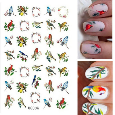 3D proljetni akvarel dizajn naljepnica za nokte Ljubičasti cvijet List Leptir Klizač Nail Art Dekoracija Cvjetni lak Naljepnice Manikura