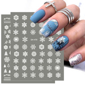 Λευκό Snowflake Sliders Τρισδιάστατο πρωτοχρονιάτικο αυτοκόλλητο νυχιών Χριστουγεννιάτικο λουλούδι αυτοκόλλητα αυτοκόλλητα φύλλα για χειμερινό μανικιούρ Αξεσουάρ νυχιών LADH