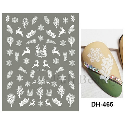 Λευκό Snowflake Sliders Τρισδιάστατο πρωτοχρονιάτικο αυτοκόλλητο νυχιών Χριστουγεννιάτικο λουλούδι αυτοκόλλητα αυτοκόλλητα φύλλα για χειμερινό μανικιούρ Αξεσουάρ νυχιών LADH