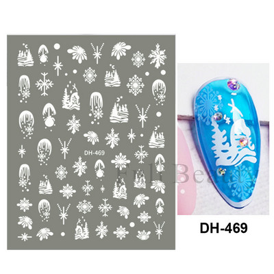 Λευκό Snowflake Sliders Τρισδιάστατο πρωτοχρονιάτικο αυτοκόλλητο νυχιών Χριστουγεννιάτικο λουλούδι αυτοκόλλητα αυτοκόλλητα φύλλα για χειμερινό μανικιούρ Αξεσουάρ νυχιών LADH