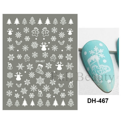 Λευκό Snowflake Sliders Τρισδιάστατο πρωτοχρονιάτικο αυτοκόλλητο νυχιών Χριστουγεννιάτικο λουλούδι αυτοκόλλητα αυτοκόλλητα φύλλα για χειμερινό μανικιούρ Αξεσουάρ νυχιών LADH