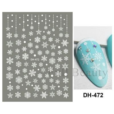 Λευκό Snowflake Sliders Τρισδιάστατο πρωτοχρονιάτικο αυτοκόλλητο νυχιών Χριστουγεννιάτικο λουλούδι αυτοκόλλητα αυτοκόλλητα φύλλα για χειμερινό μανικιούρ Αξεσουάρ νυχιών LADH