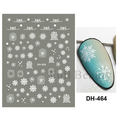 Λευκό Snowflake Sliders Τρισδιάστατο πρωτοχρονιάτικο αυτοκόλλητο νυχιών Χριστουγεννιάτικο λουλούδι αυτοκόλλητα αυτοκόλλητα φύλλα για χειμερινό μανικιούρ Αξεσουάρ νυχιών LADH
