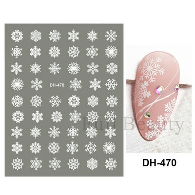 Λευκό Snowflake Sliders Τρισδιάστατο πρωτοχρονιάτικο αυτοκόλλητο νυχιών Χριστουγεννιάτικο λουλούδι αυτοκόλλητα αυτοκόλλητα φύλλα για χειμερινό μανικιούρ Αξεσουάρ νυχιών LADH