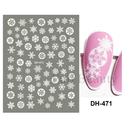 Λευκό Snowflake Sliders Τρισδιάστατο πρωτοχρονιάτικο αυτοκόλλητο νυχιών Χριστουγεννιάτικο λουλούδι αυτοκόλλητα αυτοκόλλητα φύλλα για χειμερινό μανικιούρ Αξεσουάρ νυχιών LADH