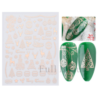 Λευκό Snowflake Sliders Τρισδιάστατο πρωτοχρονιάτικο αυτοκόλλητο νυχιών Χριστουγεννιάτικο λουλούδι αυτοκόλλητα αυτοκόλλητα φύλλα για χειμερινό μανικιούρ Αξεσουάρ νυχιών LADH