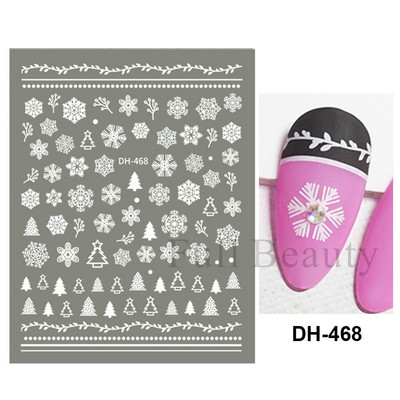 Λευκό Snowflake Sliders Τρισδιάστατο πρωτοχρονιάτικο αυτοκόλλητο νυχιών Χριστουγεννιάτικο λουλούδι αυτοκόλλητα αυτοκόλλητα φύλλα για χειμερινό μανικιούρ Αξεσουάρ νυχιών LADH