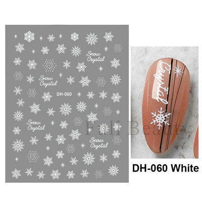 Λευκό Snowflake Sliders Τρισδιάστατο πρωτοχρονιάτικο αυτοκόλλητο νυχιών Χριστουγεννιάτικο λουλούδι αυτοκόλλητα αυτοκόλλητα φύλλα για χειμερινό μανικιούρ Αξεσουάρ νυχιών LADH