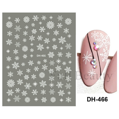 Λευκό Snowflake Sliders Τρισδιάστατο πρωτοχρονιάτικο αυτοκόλλητο νυχιών Χριστουγεννιάτικο λουλούδι αυτοκόλλητα αυτοκόλλητα φύλλα για χειμερινό μανικιούρ Αξεσουάρ νυχιών LADH