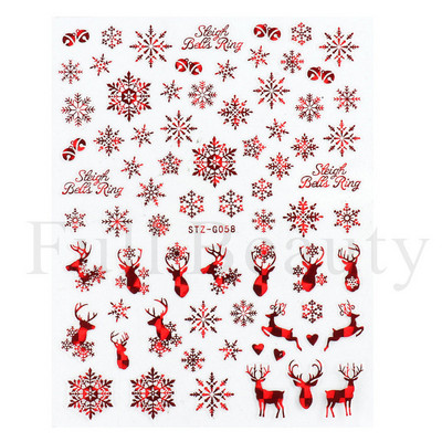 Λευκό Snowflake Sliders Τρισδιάστατο πρωτοχρονιάτικο αυτοκόλλητο νυχιών Χριστουγεννιάτικο λουλούδι αυτοκόλλητα αυτοκόλλητα φύλλα για χειμερινό μανικιούρ Αξεσουάρ νυχιών LADH