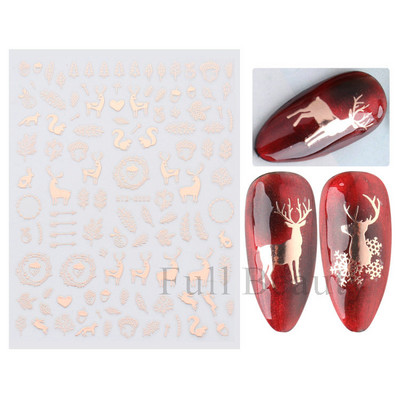 Λευκό Snowflake Sliders Τρισδιάστατο πρωτοχρονιάτικο αυτοκόλλητο νυχιών Χριστουγεννιάτικο λουλούδι αυτοκόλλητα αυτοκόλλητα φύλλα για χειμερινό μανικιούρ Αξεσουάρ νυχιών LADH