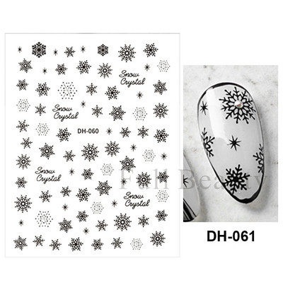 Λευκό Snowflake Sliders Τρισδιάστατο πρωτοχρονιάτικο αυτοκόλλητο νυχιών Χριστουγεννιάτικο λουλούδι αυτοκόλλητα αυτοκόλλητα φύλλα για χειμερινό μανικιούρ Αξεσουάρ νυχιών LADH