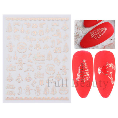 Λευκό Snowflake Sliders Τρισδιάστατο πρωτοχρονιάτικο αυτοκόλλητο νυχιών Χριστουγεννιάτικο λουλούδι αυτοκόλλητα αυτοκόλλητα φύλλα για χειμερινό μανικιούρ Αξεσουάρ νυχιών LADH