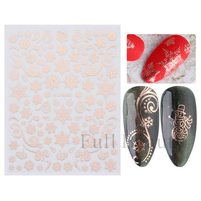 Λευκό Snowflake Sliders Τρισδιάστατο πρωτοχρονιάτικο αυτοκόλλητο νυχιών Χριστουγεννιάτικο λουλούδι αυτοκόλλητα αυτοκόλλητα φύλλα για χειμερινό μανικιούρ Αξεσουάρ νυχιών LADH
