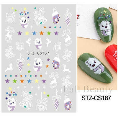 Λευκό Snowflake Sliders Τρισδιάστατο πρωτοχρονιάτικο αυτοκόλλητο νυχιών Χριστουγεννιάτικο λουλούδι αυτοκόλλητα αυτοκόλλητα φύλλα για χειμερινό μανικιούρ Αξεσουάρ νυχιών LADH