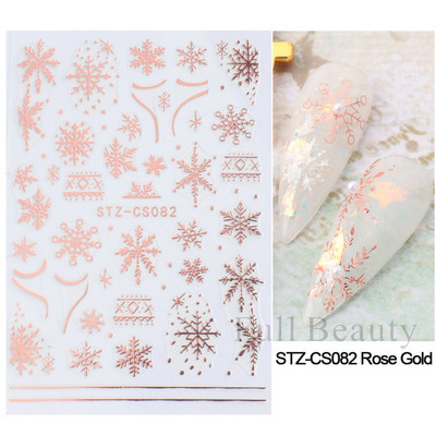 Λευκό Snowflake Sliders Τρισδιάστατο πρωτοχρονιάτικο αυτοκόλλητο νυχιών Χριστουγεννιάτικο λουλούδι αυτοκόλλητα αυτοκόλλητα φύλλα για χειμερινό μανικιούρ Αξεσουάρ νυχιών LADH