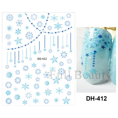 Λευκό Snowflake Sliders Τρισδιάστατο πρωτοχρονιάτικο αυτοκόλλητο νυχιών Χριστουγεννιάτικο λουλούδι αυτοκόλλητα αυτοκόλλητα φύλλα για χειμερινό μανικιούρ Αξεσουάρ νυχιών LADH
