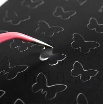 Αυτοκόλλητο πρότυπο γαλλικού κούφιου νυχιού DIY Love Snowflake Butterfly Finger Nail Εργαλεία μανικιούρ Αξεσουάρ Στένσιλ νυχιών ομορφιάς
