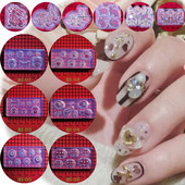 14 stili 3D gravēšana, silikona veidņu štancēšanas laterna/truša/maskas raksts DIY UV gēla akrila kristāla nagu veidne