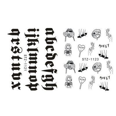 Κόκκινο μαύρο πολύχρωμο Dragons αυτοκόλλητα νυχιών Angel Virgin Mary Water Decals Προσωρινό συρόμενο τατουάζ για μανικιούρ νυχιών LESTZ1114-1137