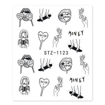 Κόκκινο μαύρο πολύχρωμο Dragons αυτοκόλλητα νυχιών Angel Virgin Mary Water Decals Προσωρινό συρόμενο τατουάζ για μανικιούρ νυχιών LESTZ1114-1137