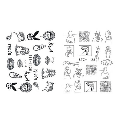 Κόκκινο μαύρο πολύχρωμο Dragons αυτοκόλλητα νυχιών Angel Virgin Mary Water Decals Προσωρινό συρόμενο τατουάζ για μανικιούρ νυχιών LESTZ1114-1137