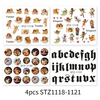 Κόκκινο μαύρο πολύχρωμο Dragons αυτοκόλλητα νυχιών Angel Virgin Mary Water Decals Προσωρινό συρόμενο τατουάζ για μανικιούρ νυχιών LESTZ1114-1137