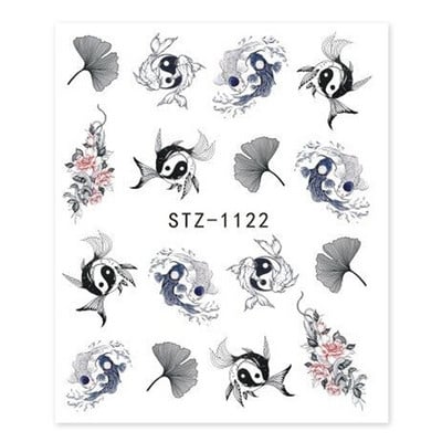 Κόκκινο μαύρο πολύχρωμο Dragons αυτοκόλλητα νυχιών Angel Virgin Mary Water Decals Προσωρινό συρόμενο τατουάζ για μανικιούρ νυχιών LESTZ1114-1137