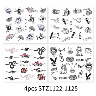 Κόκκινο μαύρο πολύχρωμο Dragons αυτοκόλλητα νυχιών Angel Virgin Mary Water Decals Προσωρινό συρόμενο τατουάζ για μανικιούρ νυχιών LESTZ1114-1137