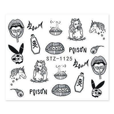 Κόκκινο μαύρο πολύχρωμο Dragons αυτοκόλλητα νυχιών Angel Virgin Mary Water Decals Προσωρινό συρόμενο τατουάζ για μανικιούρ νυχιών LESTZ1114-1137