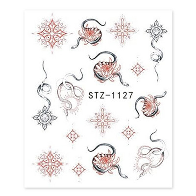 Κόκκινο μαύρο πολύχρωμο Dragons αυτοκόλλητα νυχιών Angel Virgin Mary Water Decals Προσωρινό συρόμενο τατουάζ για μανικιούρ νυχιών LESTZ1114-1137