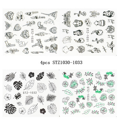 Κόκκινο μαύρο πολύχρωμο Dragons αυτοκόλλητα νυχιών Angel Virgin Mary Water Decals Προσωρινό συρόμενο τατουάζ για μανικιούρ νυχιών LESTZ1114-1137