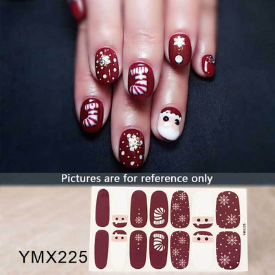Božićne naljepnice za ukrašavanje noktiju Punopokrivene naljepnice s crtanim filmovima Samoljepljive slatke naljepnice s Djedom Mrazom i pahuljicom za manikuru