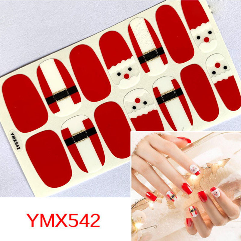Božićne naljepnice za ukrašavanje noktiju Punopokrivene naljepnice s crtanim filmovima Samoljepljive slatke naljepnice s Djedom Mrazom i pahuljicom za manikuru