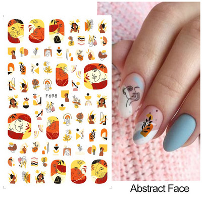Satriecošas ziedu uzlīmes nagu uzlīmes 3D uzlīmes Līnijas Neļķes Slīdnis Ģeometriski Ziedi Lapas Nail Art DIY pavasara manikīra folija LAF804