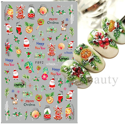 Satriecošas ziedu uzlīmes nagu uzlīmes 3D uzlīmes Līnijas Neļķes Slīdnis Ģeometriski Ziedi Lapas Nail Art DIY pavasara manikīra folija LAF804