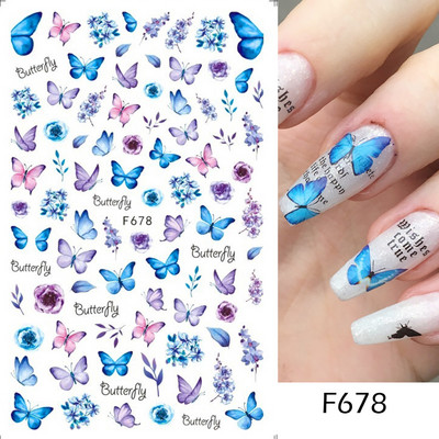 Satriecošas ziedu uzlīmes nagu uzlīmes 3D uzlīmes Līnijas Neļķes Slīdnis Ģeometriski Ziedi Lapas Nail Art DIY pavasara manikīra folija LAF804
