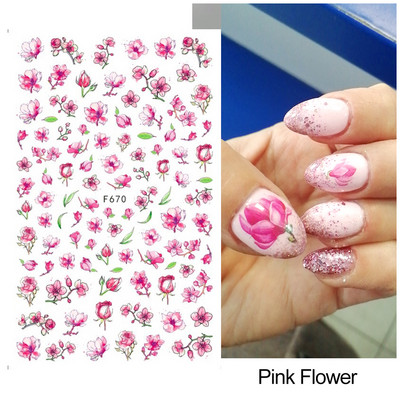 Satriecošas ziedu uzlīmes nagu uzlīmes 3D uzlīmes Līnijas Neļķes Slīdnis Ģeometriski Ziedi Lapas Nail Art DIY pavasara manikīra folija LAF804