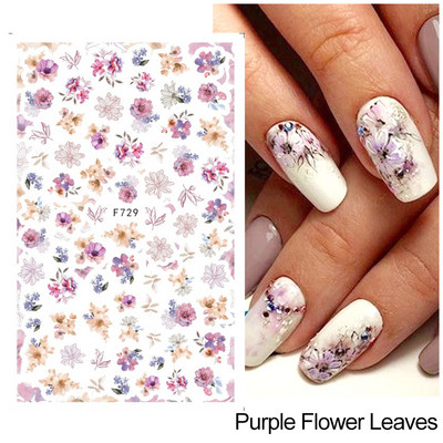 Satriecošas ziedu uzlīmes nagu uzlīmes 3D uzlīmes Līnijas Neļķes Slīdnis Ģeometriski Ziedi Lapas Nail Art DIY pavasara manikīra folija LAF804