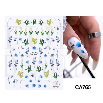 Satriecošas ziedu uzlīmes nagu uzlīmes 3D uzlīmes Līnijas Neļķes Slīdnis Ģeometriski Ziedi Lapas Nail Art DIY pavasara manikīra folija LAF804