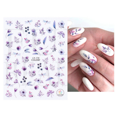 Satriecošas ziedu uzlīmes nagu uzlīmes 3D uzlīmes Līnijas Neļķes Slīdnis Ģeometriski Ziedi Lapas Nail Art DIY pavasara manikīra folija LAF804